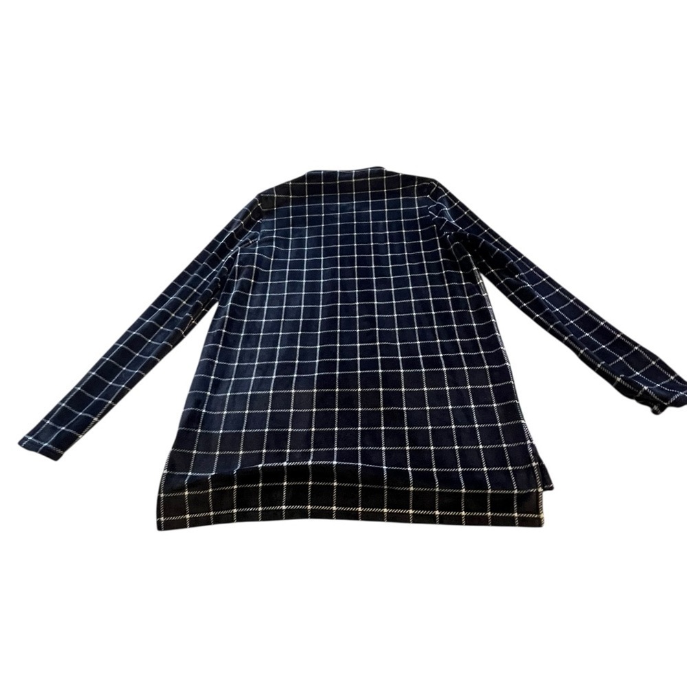 Black & White CabinCore Windowpane Mock Neck Top Medium (10–12) Old Money Style - Picture 5 of 7
